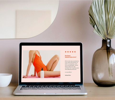 FRÆN Marketing, Content Writing Laptop auf Tisch neben Pflanze in Vase